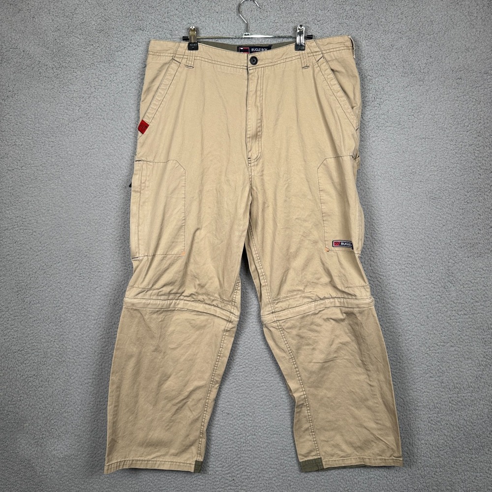 VTG Bugle Boy Pants Mens 36x30 Khaki‎ Convertible Wide Baggy Skater  Grunge Y2K